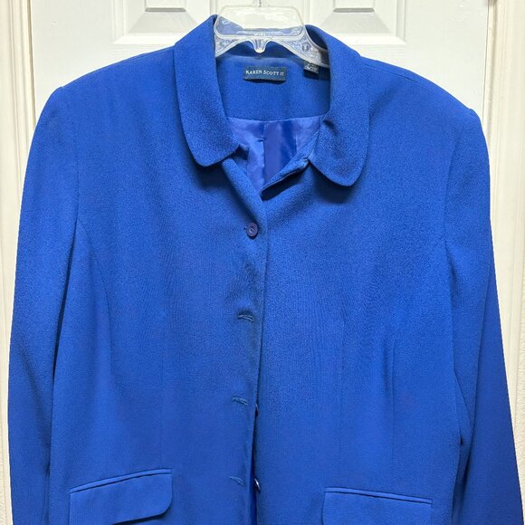 Karen Scott Blazer Coat Women's Plus Size 24W Royal Blue Lined‎ with Pockets - Picture 1 of 2